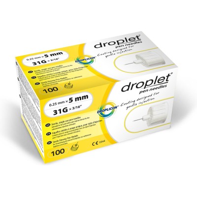 Aiguilles Droplet® pour stylo à insuline 5MM 31G (100 PIÈCES)