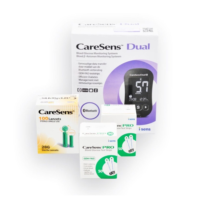 caresens dual glucosemeter voordeelpakket, incl. caresens pro glucosestrips