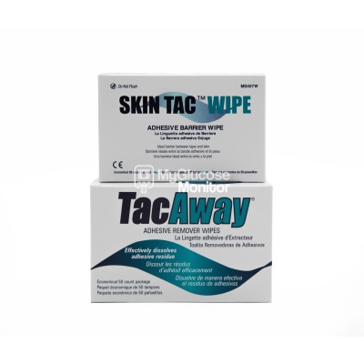 Skin Tac Wipes lingette adhésive (50 pcs) & TacAway lingettes (50 pcs)